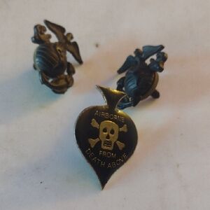 Airborne Skull and Wings Pin Set